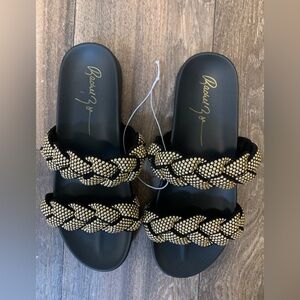 Rachel Zoe Gold and Black Sandals sz 7